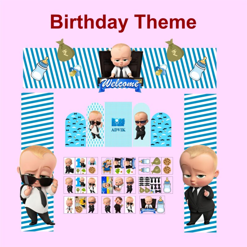 Birthday Theme Banner Cutout Baby Boss
